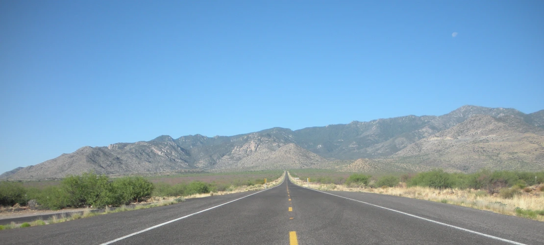 The Road to Mount Graham, with Gibbous Moon Overhead
